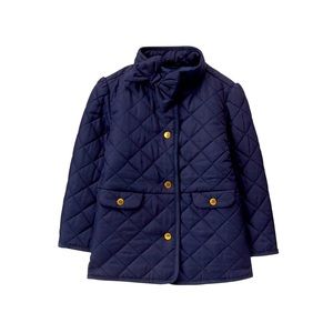 Janie and Jack Bow Quilted Girls Jacket Navy Sz 5 - 6 Barn Equestrian
